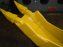 Backhoe Cribbing Bucket with Finished Repair Upclose