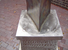 Portable Tig Welded Base of Statue Upclose